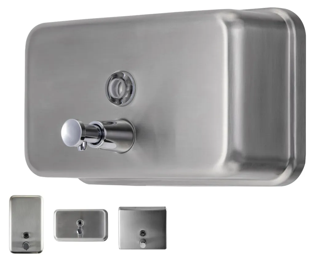 Distributeur savon mural inox avec pompe anti-fuites et intérieur anticorrosif