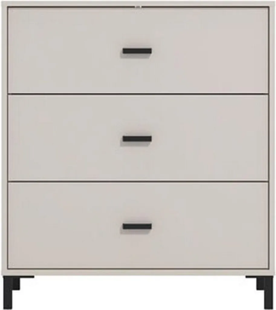 Commode de Chambre Blanche Portio 3 Tiroirs pour Rangement Moderne - 9