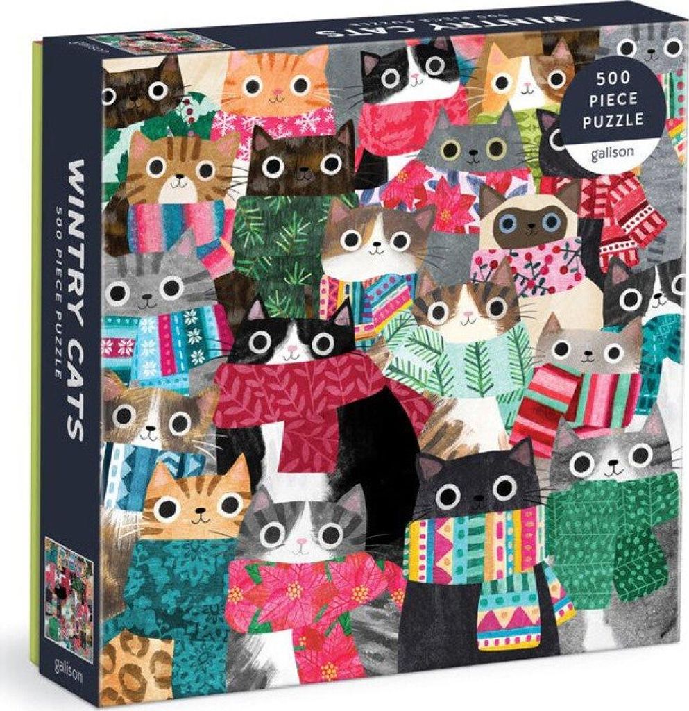GALISON Quadratisches Puzzle Winterkatzen 500 Teile Produktbild 