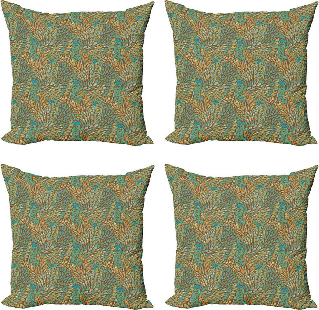 ABAKUHAUS Gelb und Blau Kissenbezug Set (4 Stück), Blühender Sommer, Moderner Doppelseitiger Digitaldruck, 60 cm x 60 cm, Mehrfarbig