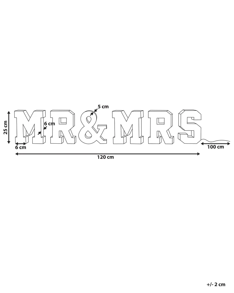 Décoration de Table Lumineuse Mr & Mrs LED Multicolore USB Beliani - 3