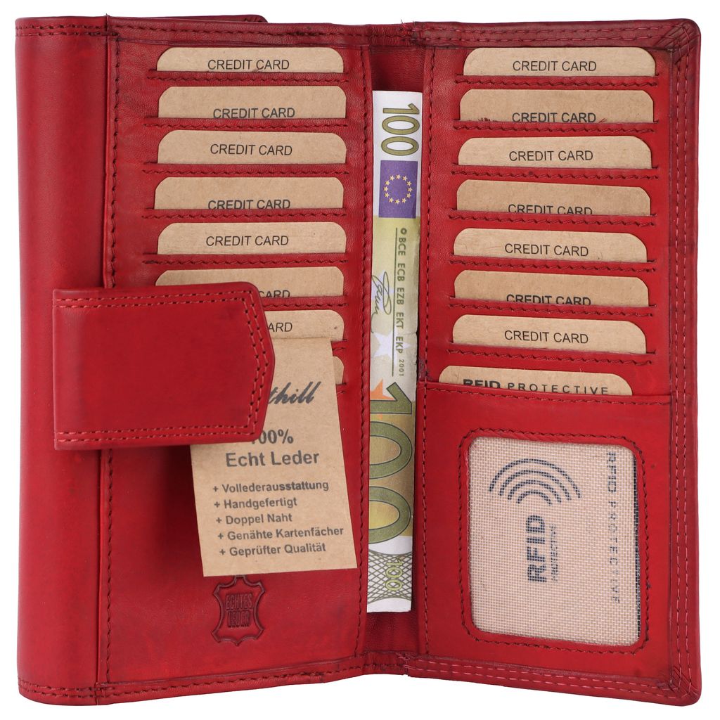 Benthill Damen Echt Leder XXL Geldbörse mit RFID Schutz