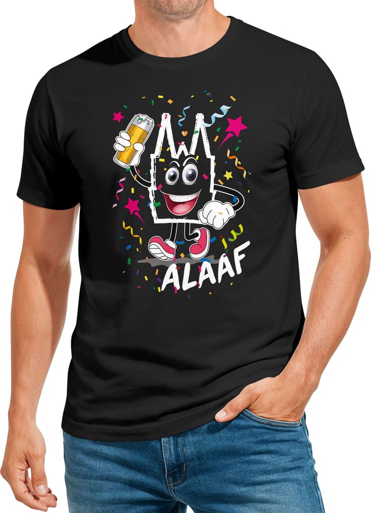 Herren T-Shirt Fasching Karneval Kölner Dom Alaaf Feiern Konfetti Kostüm-Ersatz Verkleidung Männer Moonworks