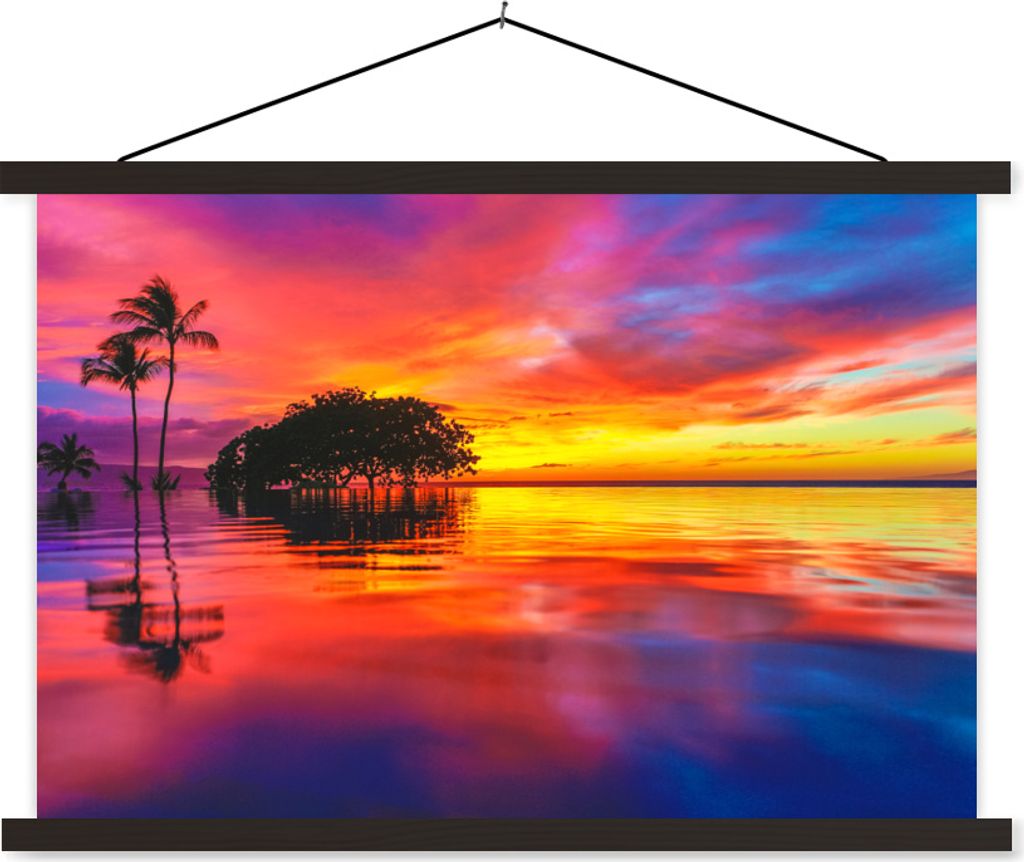 MuchoWow Textilposter Farben - Hawaii - Himmel 120x80 cm mit schwarzem Rahmen - Wanddeko