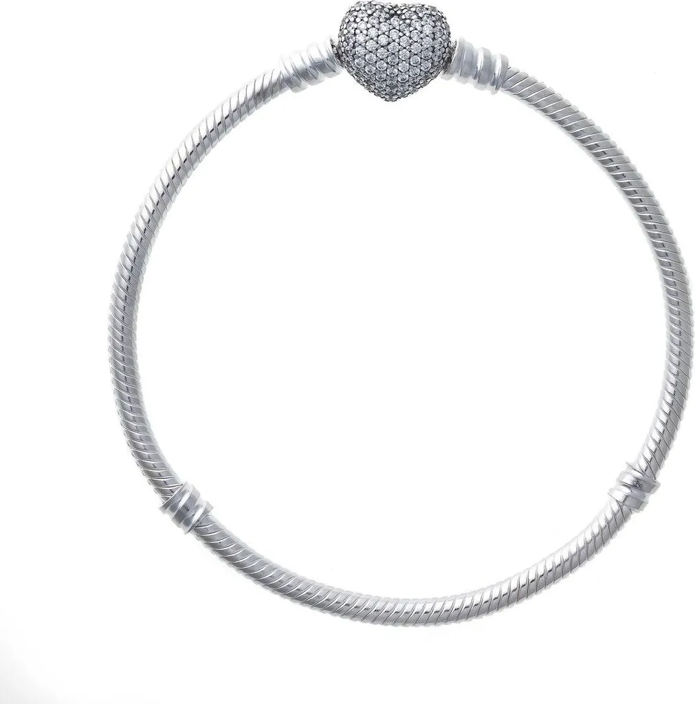 Bracelet Maille Serpent Pandora en Argent Sterling 925 avec Clip Gravé