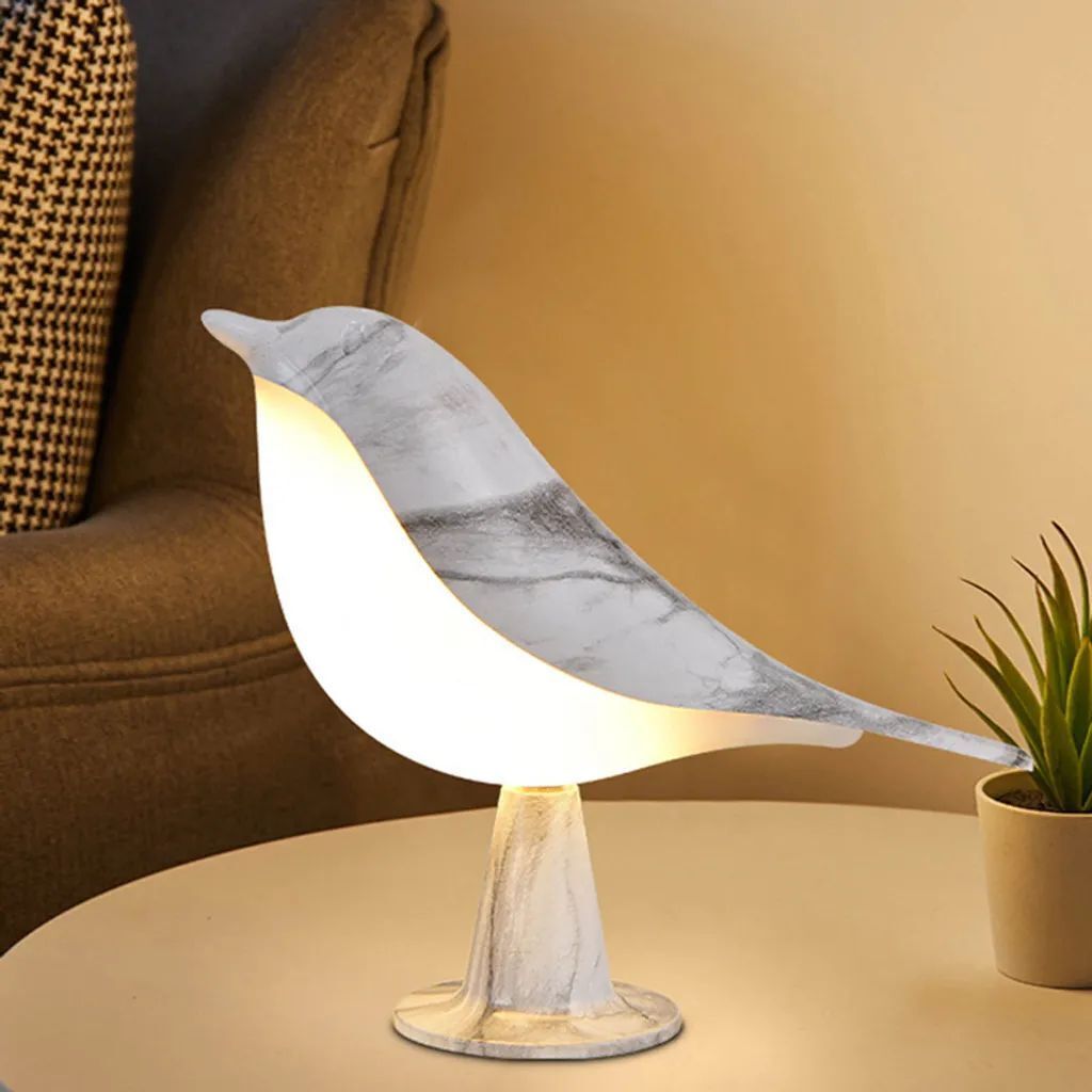 15cm Weiß Vogel LED Nachtlicht USB LED Schreibtischlampe Produktbild