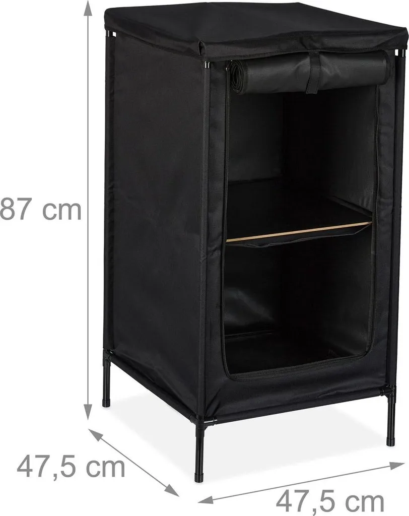 Armoire de camping robuste en polyester avec 2 rayons de rangement gris