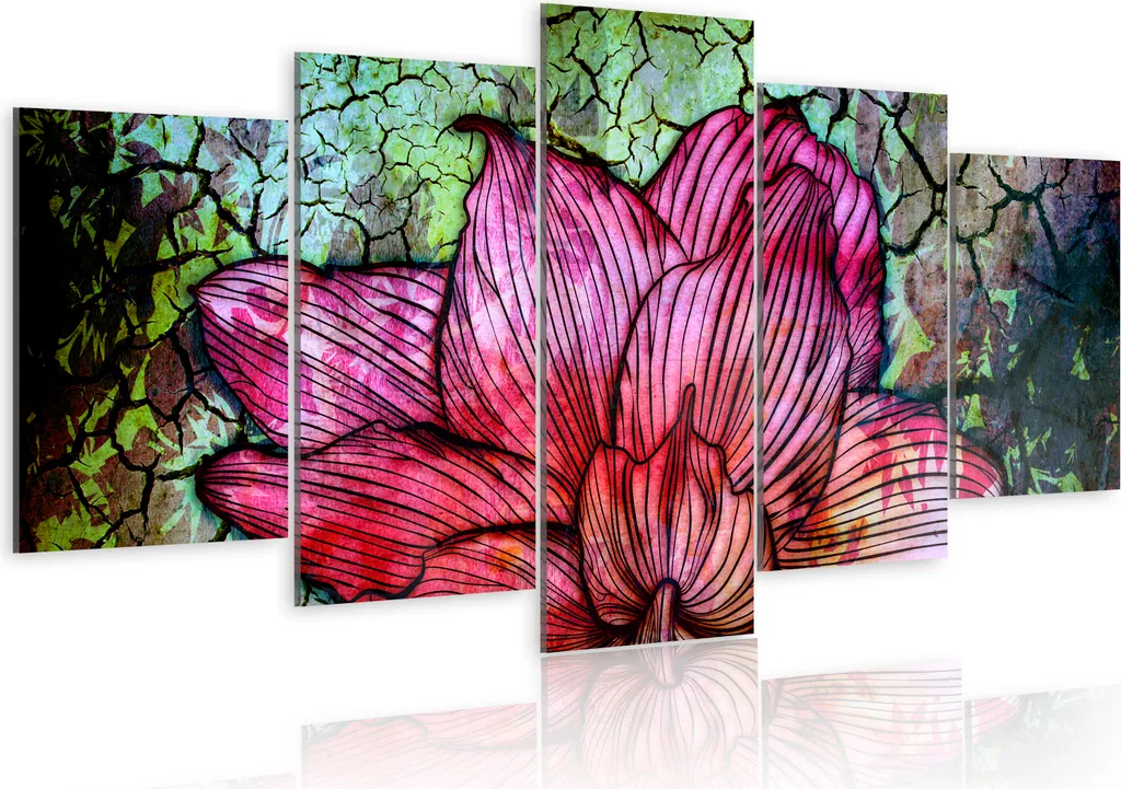 Quadri su tela fiori 200x100 cm in tessuto non tessuto 5 pezzi stampa d'arte moderna arte murale XXL decorazione murale design quadro murale - astratto 020110-16