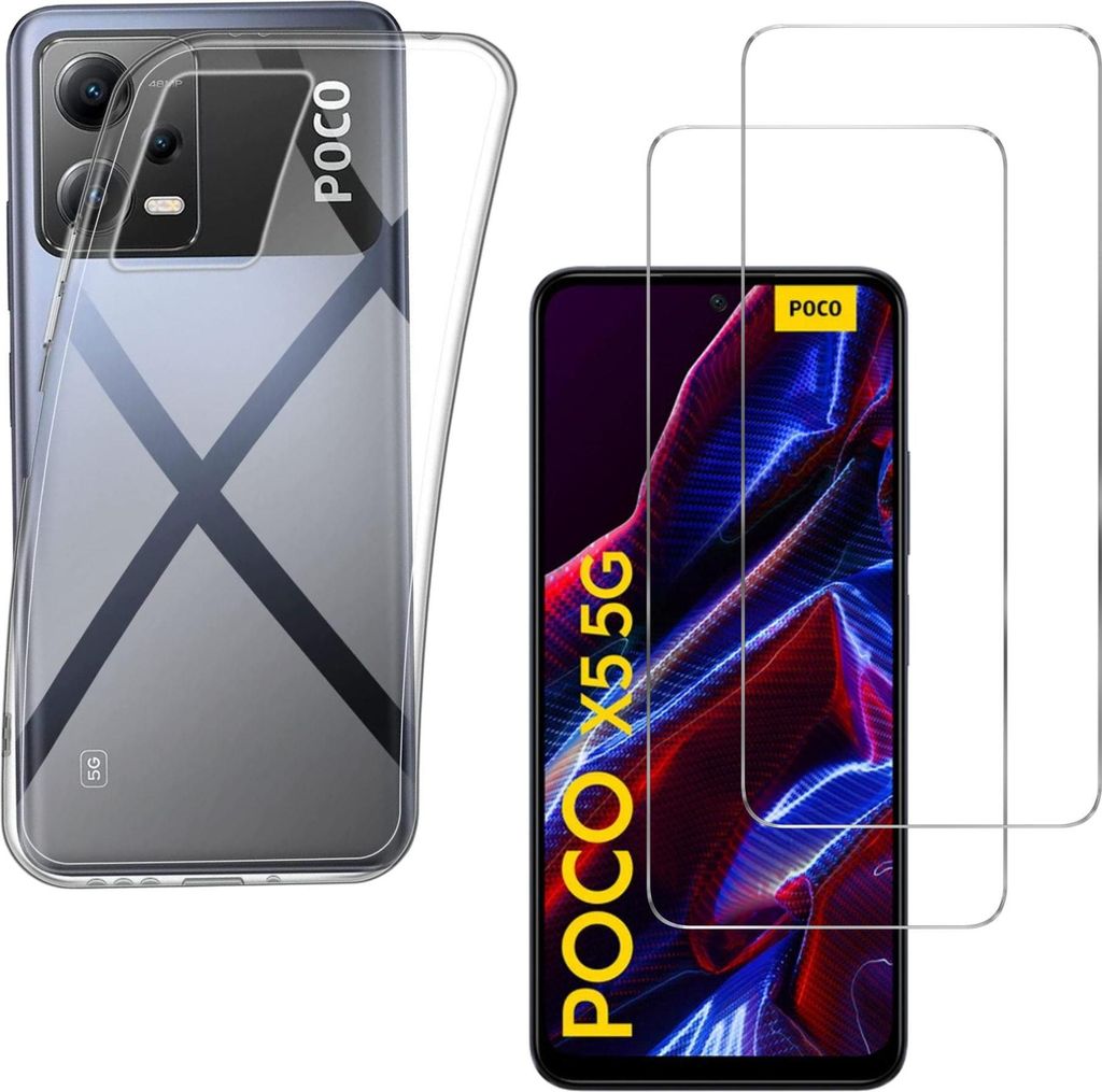 Hülle für Xiaomi Poco X5 5G mit 2 Displayschutzfolien aus Produktbild 