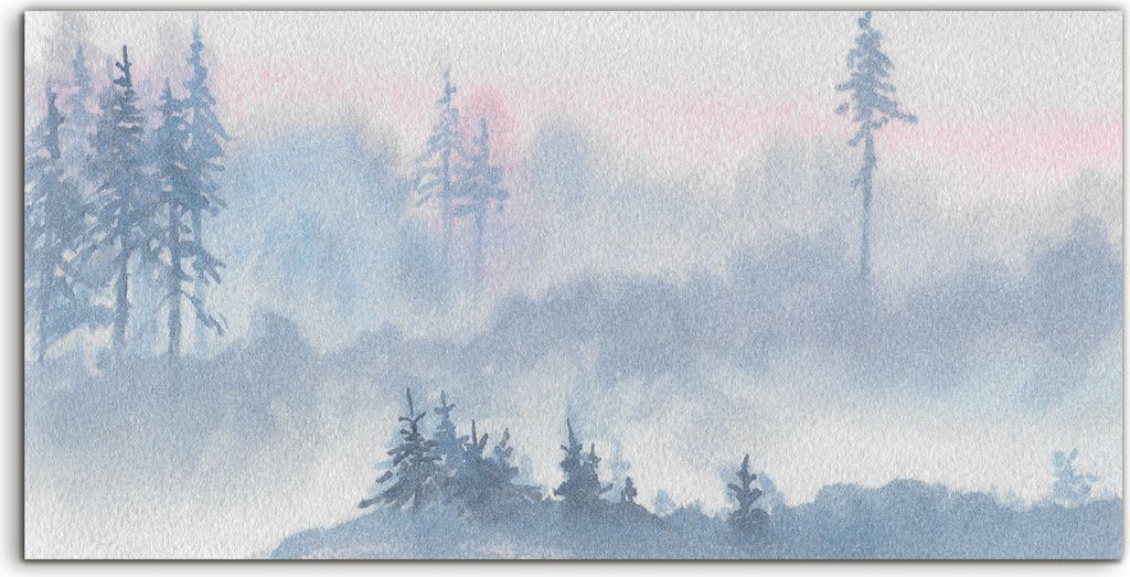 Coloray - Glasbild - 120x60 cm - Wandbild - Glasbilder - Foto Bild Wald Landschafts Dämmerung