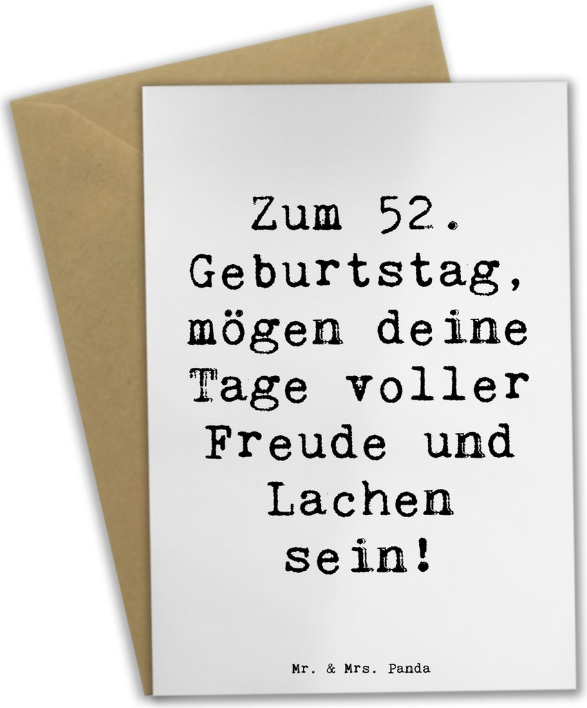 Mr. & Mrs. Panda Grußkarte Spruch 52. Geburtstag Freude - Weiß - Geschenk, Glückwunsch, Feier, osterkarten, feiern, Erinnerungen, einladungskart...