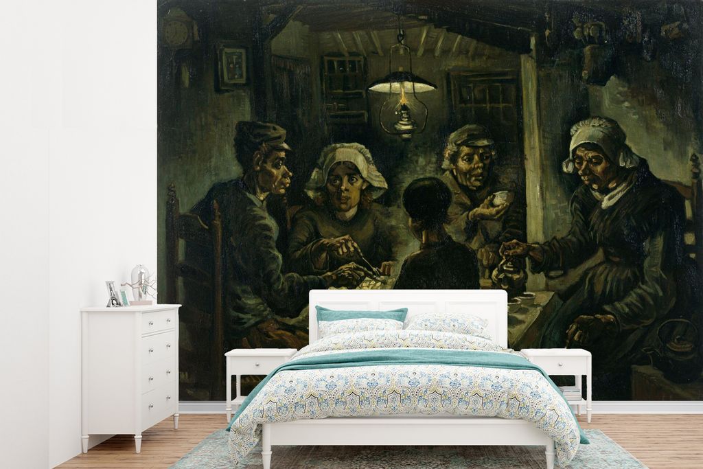 MuchoWow Fototapete für Wohnzimmer oder Schlafzimmer Wandtapete Vinyl Motivtapete Die Kartoffelesser - Vincent van Gogh - 360x260 cm - Wohnzimme...