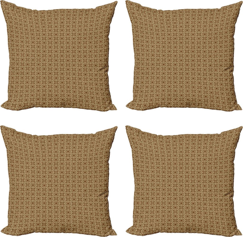 ABAKUHAUS viktorianisch Kissenbezug Set (4 Stück), Aufwändige Strudel Curves, Moderner Doppelseitiger Digitaldruck, 40 cm x 40 cm, Brown Blassgelb