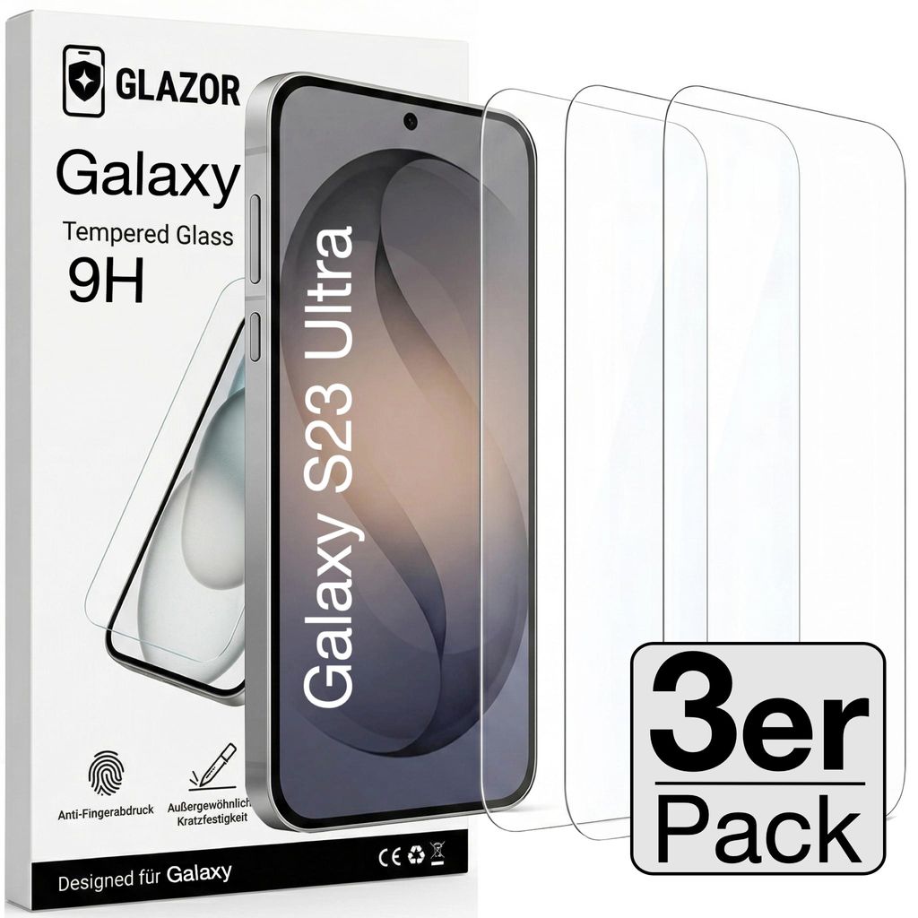 3x Galaxy S23 Ultra Panzerglas Panzerfolie Schutzglas Produktbild 