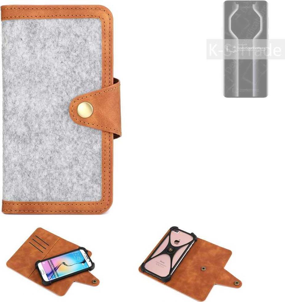 K-S-Trade Handyhülle kompatibel mit Huawei Mate 50 RS Schutzhülle Filz-Hülle Kunst-Leder hellgrau braun (1x)