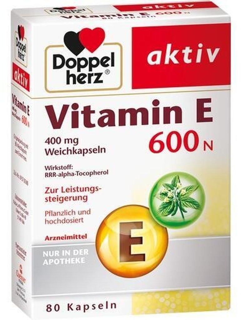 Doppelherz, vitamina E 600 N, 80 cápsulas Imagen del producto 