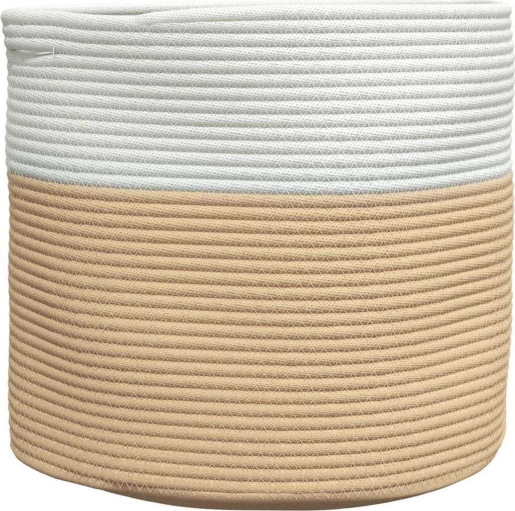 Aufbewahrungskorb Beige und Weiß Ø40x35 cm Baumwolle