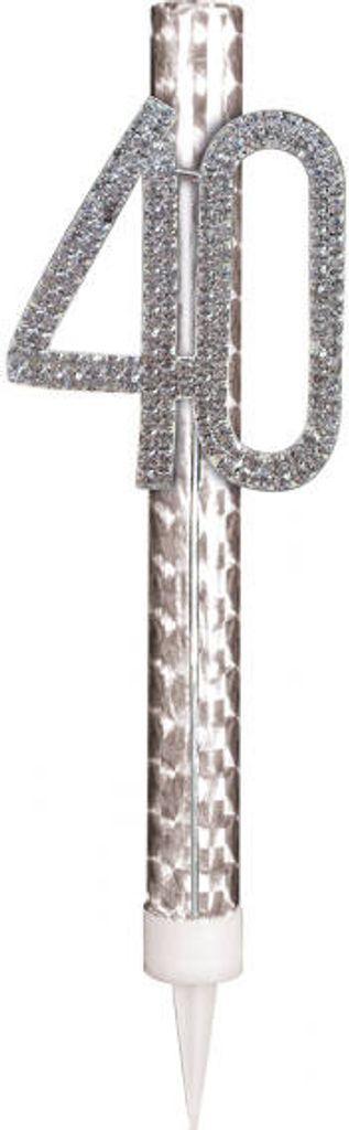 Fontana per torta, 40° compleanno, argento, 15 cm Immagine del prodotto 