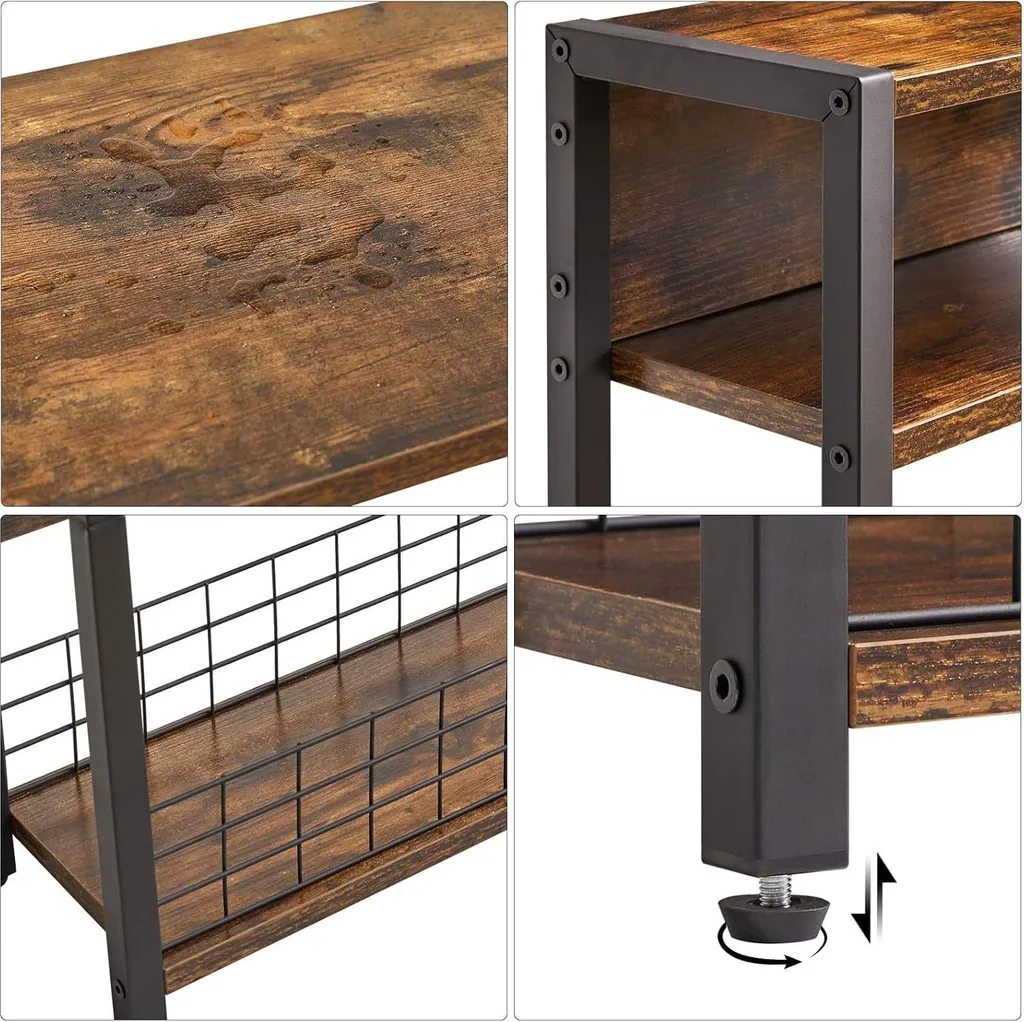 Table d'appoint bois marron multifonctionnelle avec tablette intégrée - 4