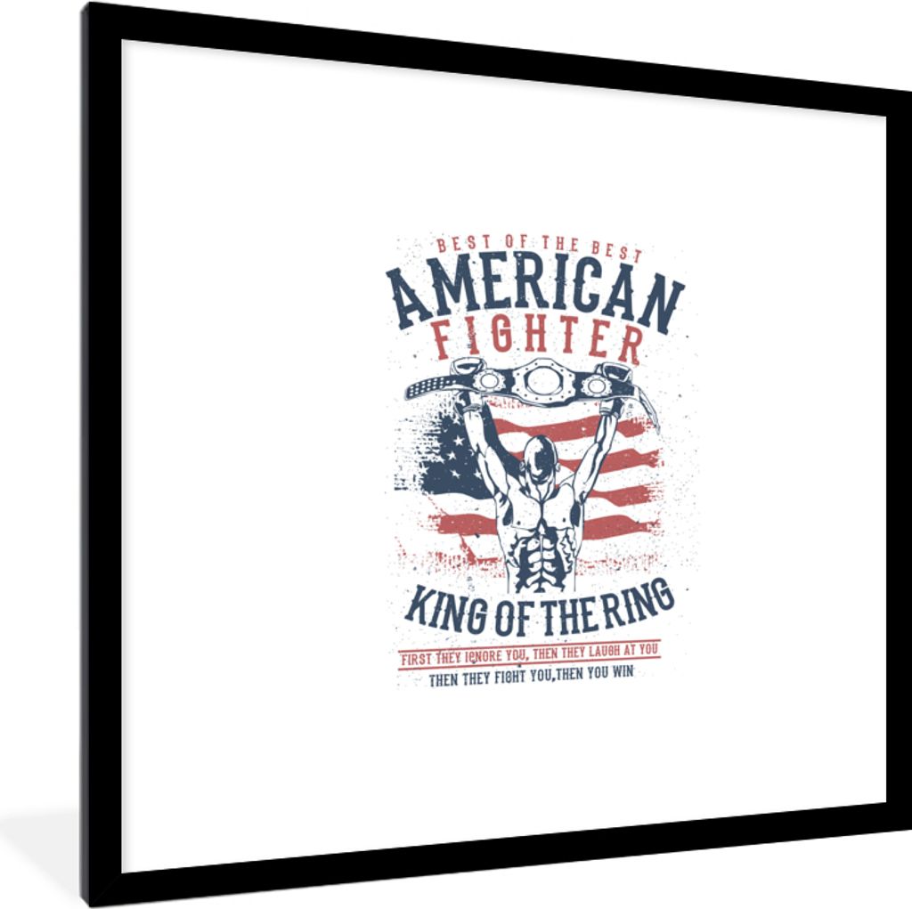 MuchoWow MuchoWow Gerahmtes Poster Mancave - Amerika - Boxen - Altmodisch 40x40 cm - Poster mit zchwarzem Bilderrahmen - Poster - Plakat im Rahmen