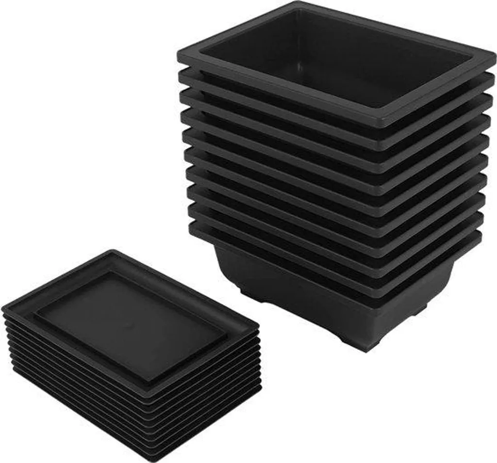 Pot bonsaï rectangulaire 16,5 x 12 cm - Plastique résistant aux chocs