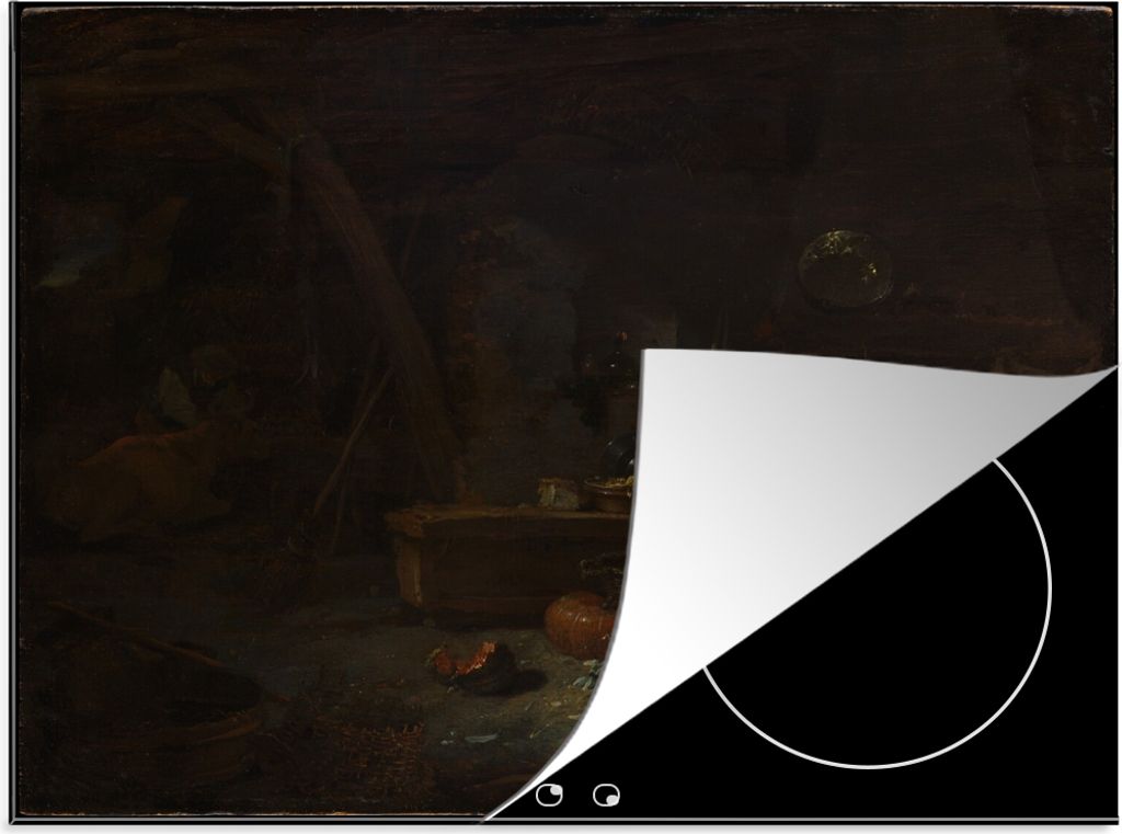 KitchenYeah Herdabdeckplatte Interieur einer Küche - Gemälde von Willem Kalf , 58x51cm, Küche Deko, Glaskeramikfeld Herdabdeckung, Abdeckplatt...