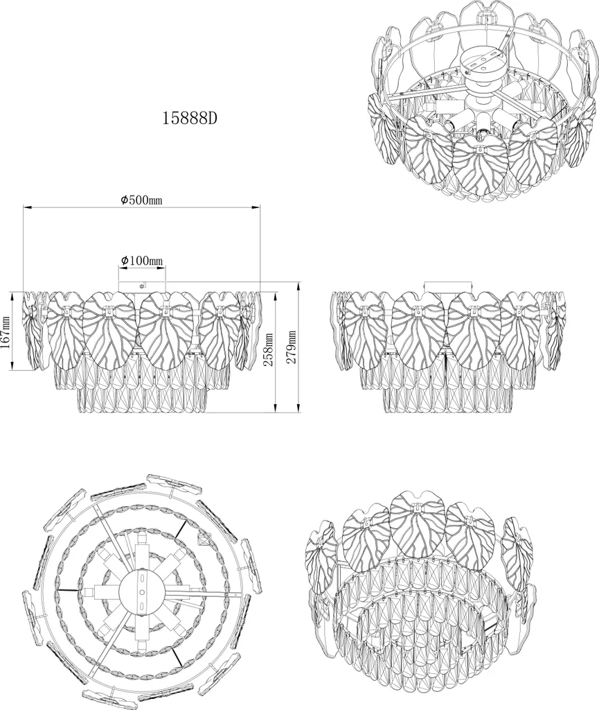 Plafonnier Cristaux K5 - Solution Éclairage Puissant et Décoratif - 4