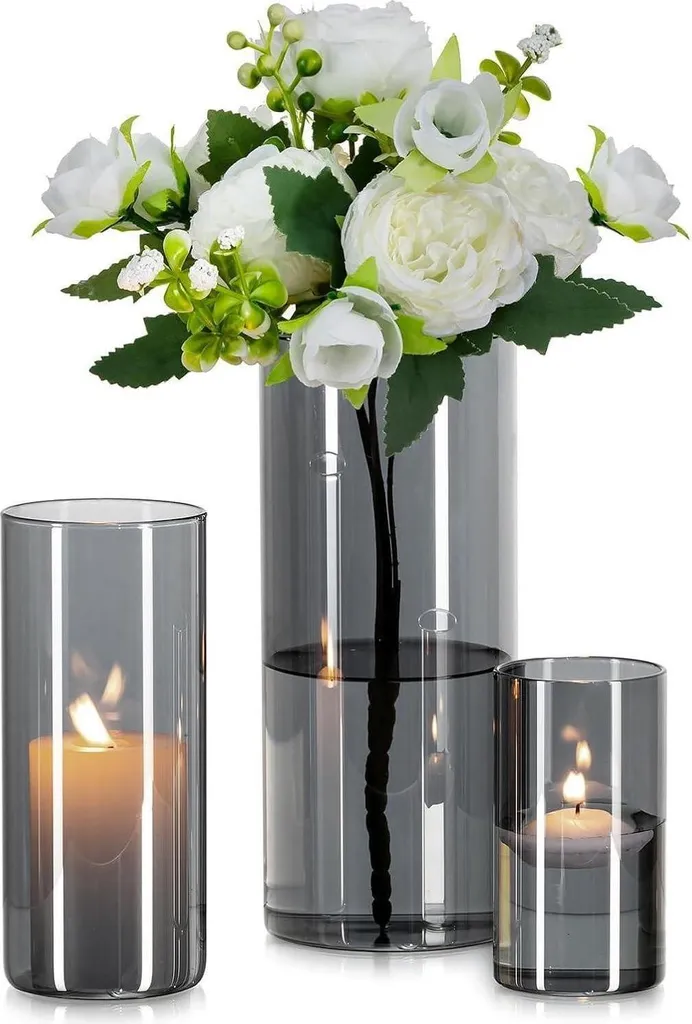 Vase Cylindre Gris Set de 3 : Déco Moderne pour Finir vos Espaces Vides