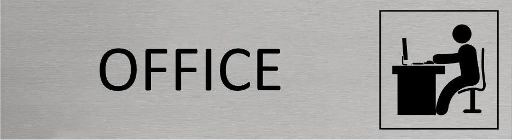 CombiCraft Aluminium Türschild Office 165x45mm mit 3M-Tape zur Befestigung, einfache Kennzeichnung von Räumen und Bereichen