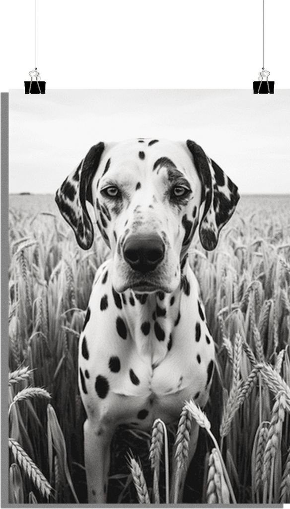 Dalmatiner Poster - Hunde Poster - Tier Poster - Natur Poster - Schwarz-Weiß Poster - 51x71cm - Perfekt zum Einrahmen