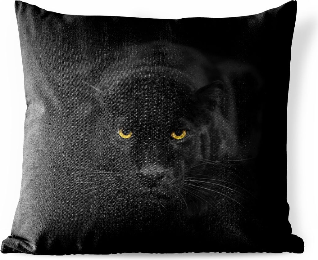 MuchoWow Outdoor Kissen - Panther - Schwarz - Gelb - 40x40 cm - Wetterfest - Lounge Kissen - Kopfkissen - Interieur - Polster mit Bild