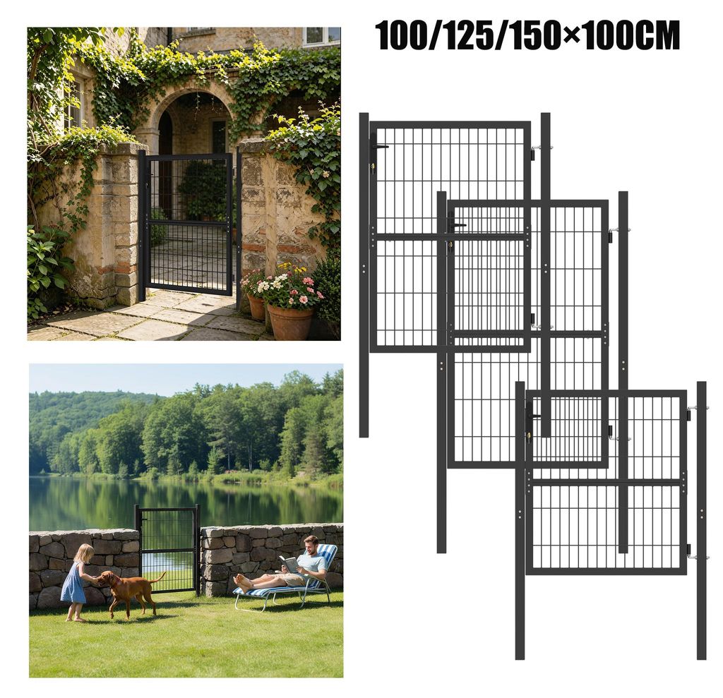 ACXIN Tuinpoort, 125x100 cm, antracietgrijs, verzinkte Productafbeelding 
