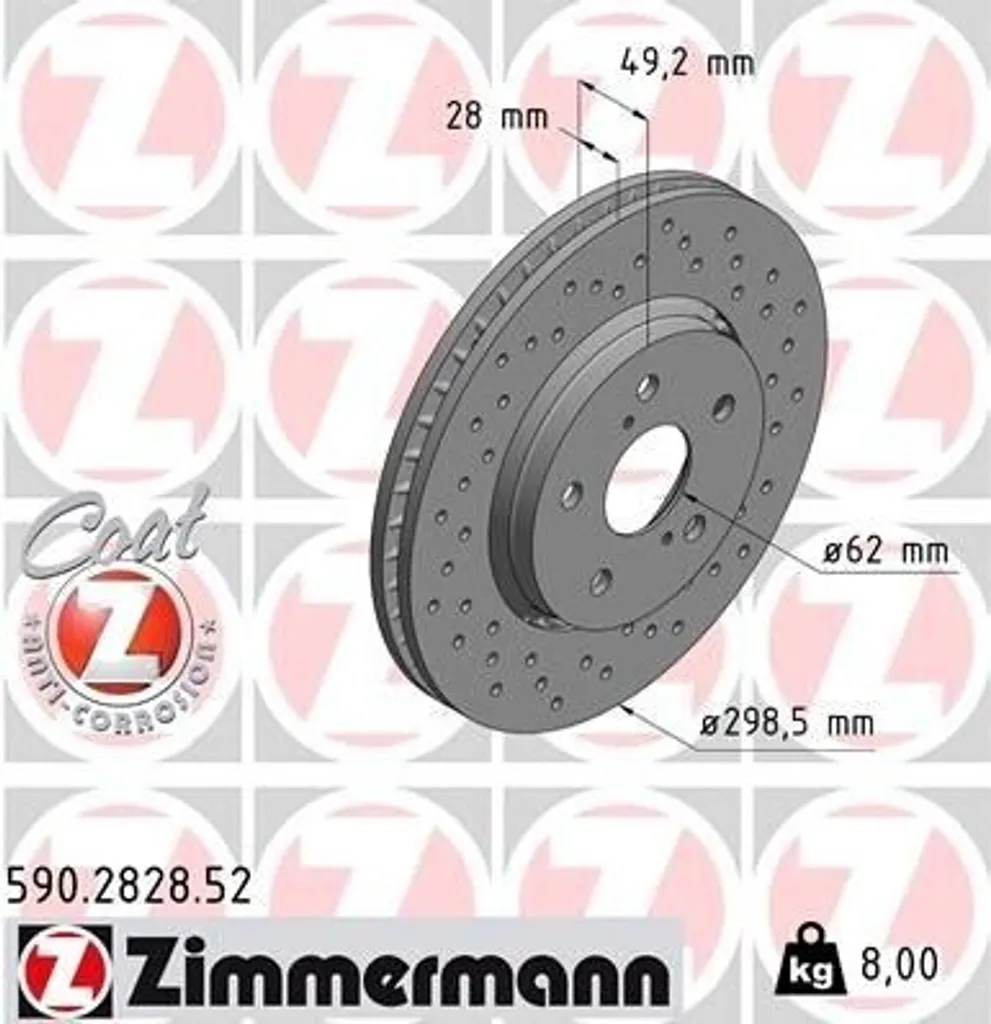 Zimmermann 590.2828.52 Disque de Frein Haute Performance pour C-HR X1
