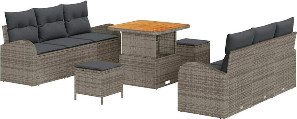 Best Möbel Garten-Sofa-Set mit Kissen - 9 pcs - Grau 80x80x71 cm - Gartensofas A3364298