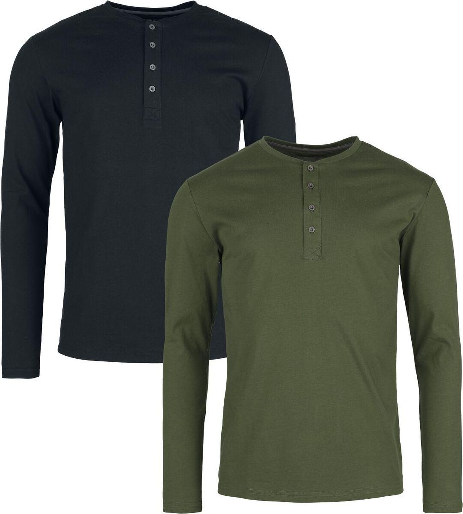 Black Premium by EMP Herren oliv-schwarze Langarmshirts mit Produktbild 