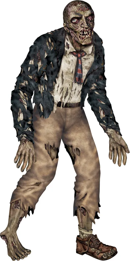 Décoration zombie géante en carton 182cm multicolore pour Halloween