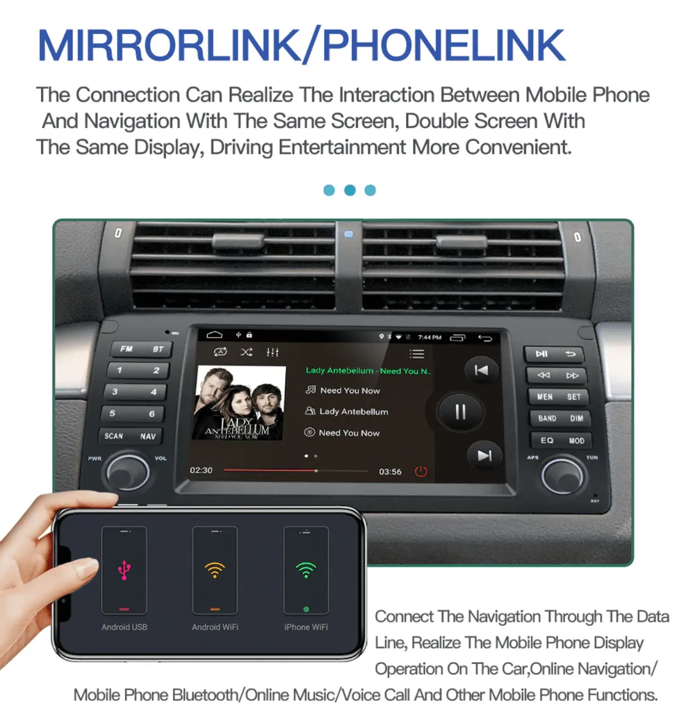 Remplacement Autoradio BMW X5 E39 Écran Tactile Android GPS Bluetooth Canbus - 6