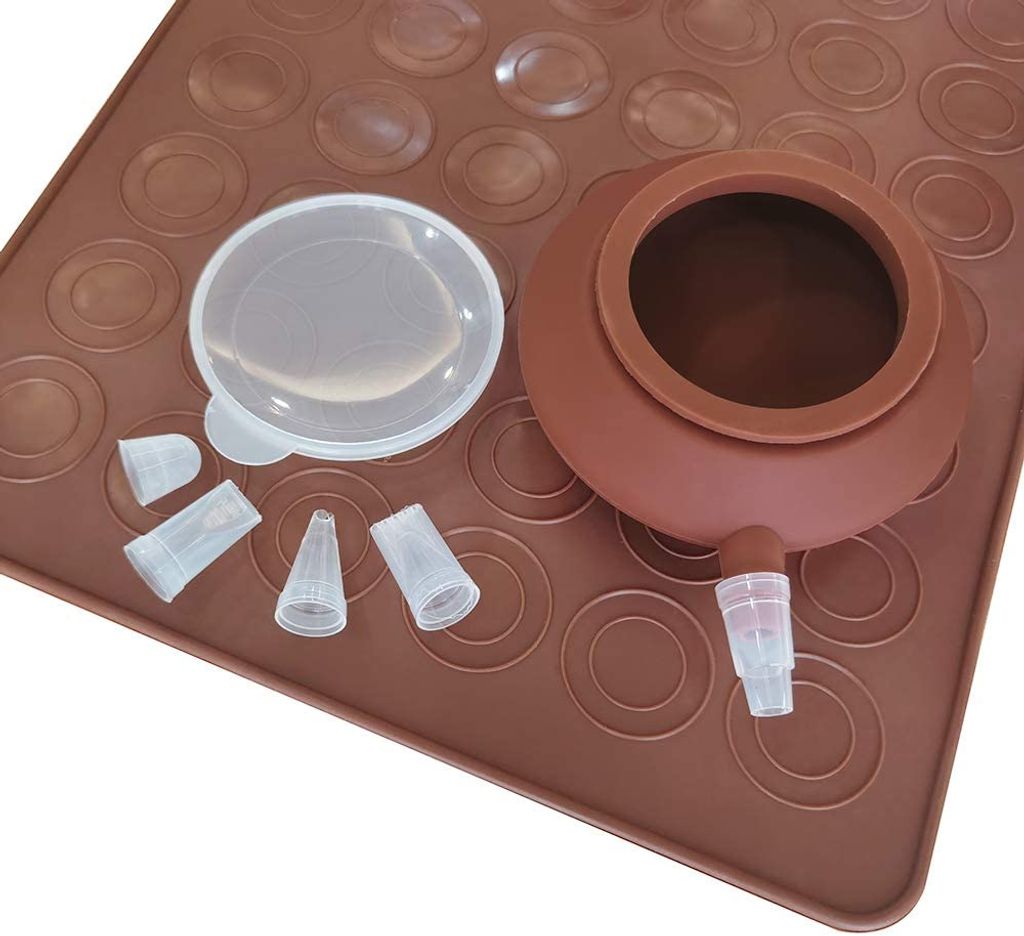 Macaron Silikon Backmatte Form Set,Macarons Backmatte,48 Löcher Macarons Silikonmatte,Macarons Backmatte aus Silikon,Macarons Backset mit Dekorati...