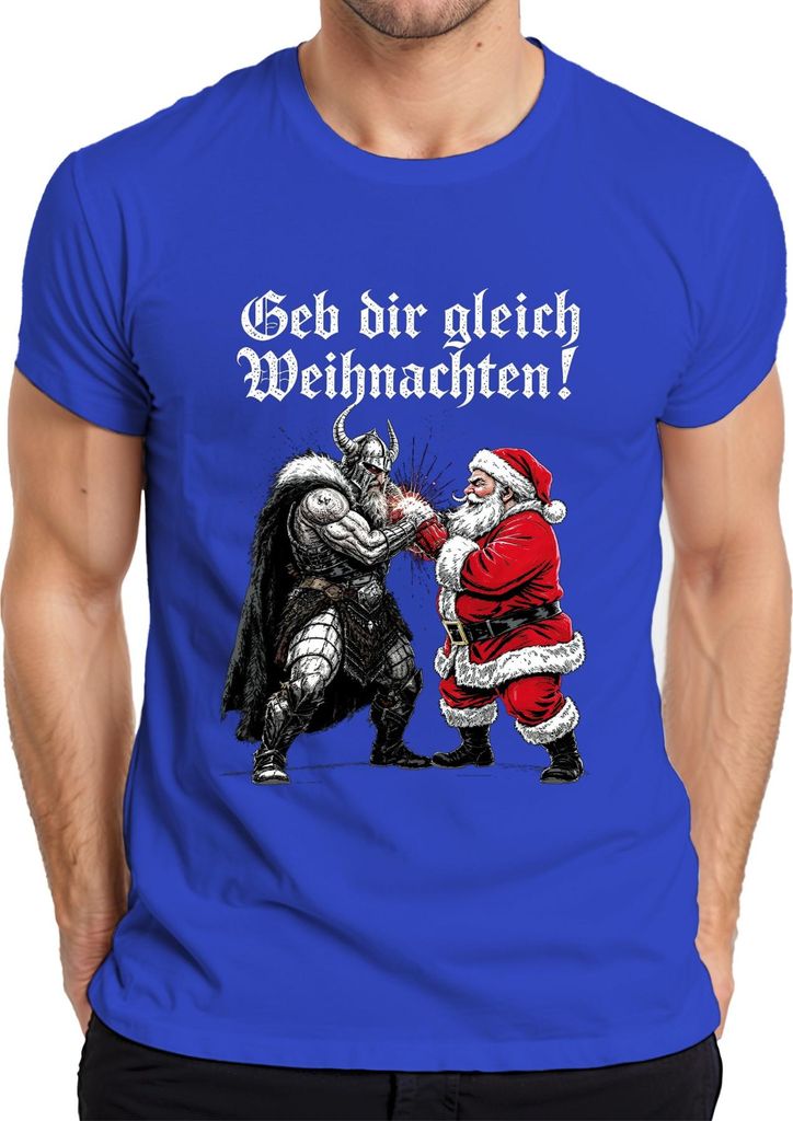 Geh dir gleich Weihnachten! Wikinger Nordisch Yulnacht Weihnachten Herren T-Shirt, Blau, 3XL