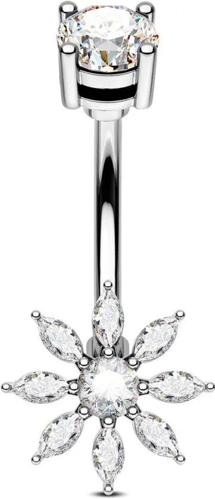 Piercing nombril tournesol 14G acier inoxydable hypoallergénique