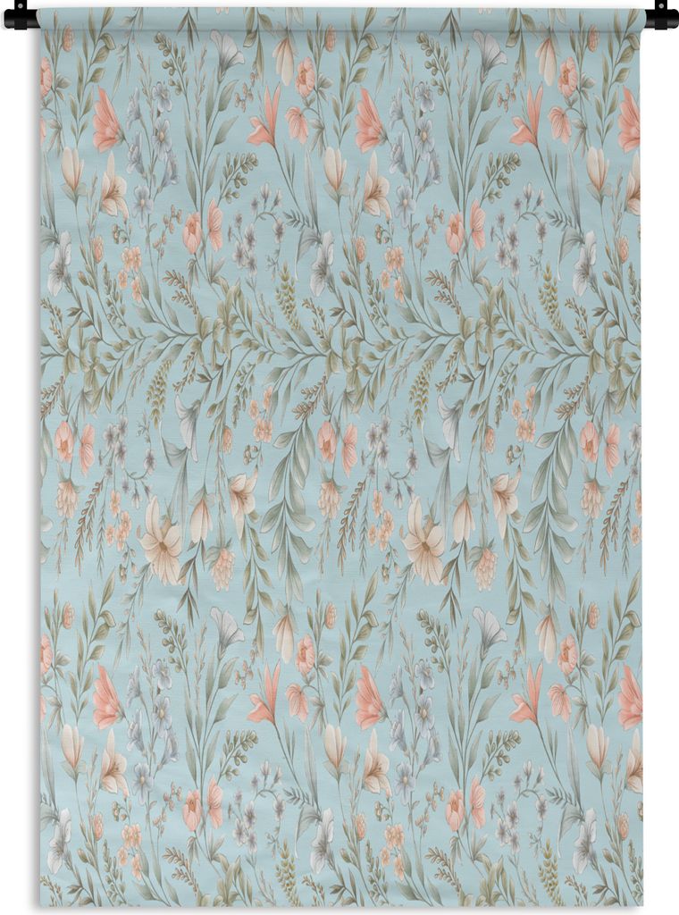 MuchoWow Wandteppich Wandbehang Blumen - Pastell - Collage 60x90 cm Tapisserie Dekoration Wandtuch - Foto-Teppich - Abwaschbar