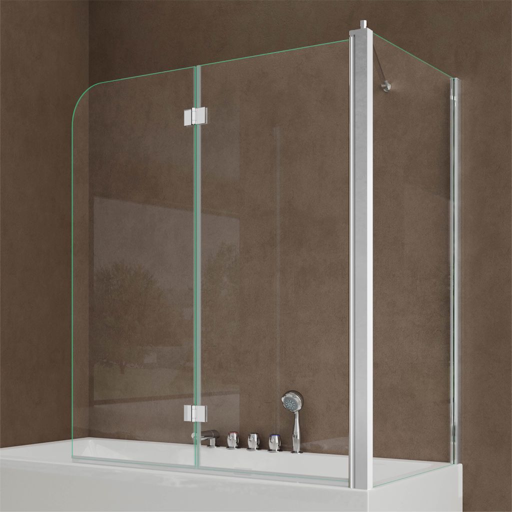 doporro 70x120x140cm Design-Duschwand für Badewanne Badewannenaufsatz Duschabtrennung 6mm ESG-Sicherheitsglas inkl. NANO-Beschichtung Cortona113