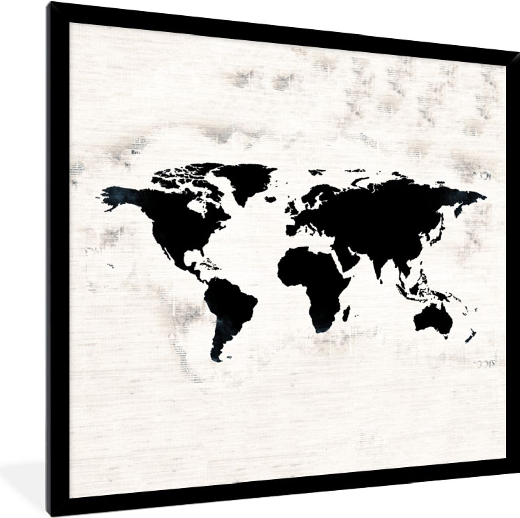 MuchoWow® MuchoWow® Gerahmtes Poster Weltkarte - Schwarz - Produktbild 