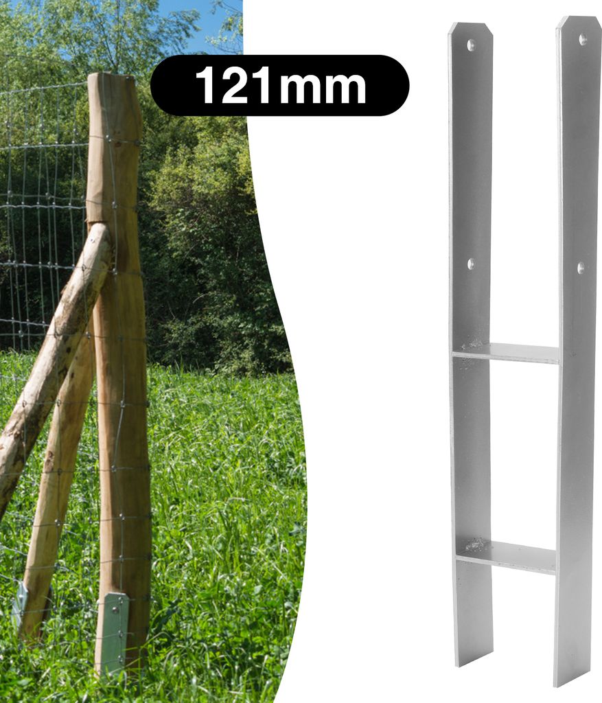 Jayseuw 4x H-Anker Pfostenanker H-Anker H-Pfostenanker Pfostenträger Pfostenhalter 121mm 600MM