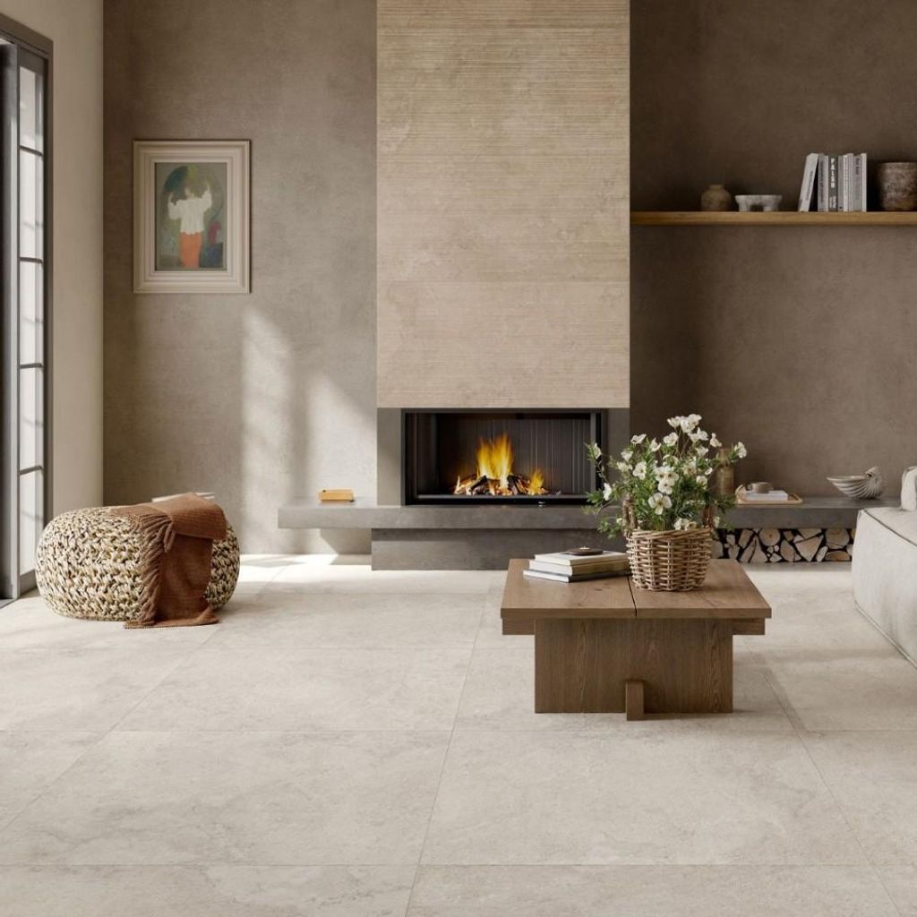 Fliesen Steinoptik Weiss 100x100 cm CASA39 Rondine Portland Rock