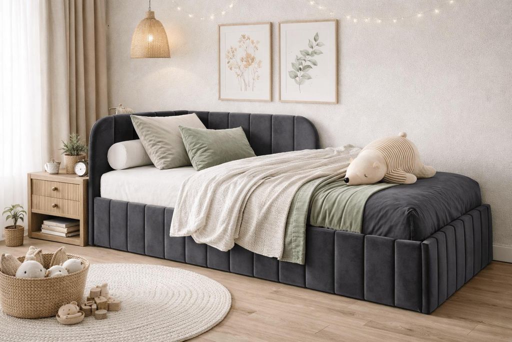 Postel Mario 100 x 200 cm, čalouněná postel s kovovým Obrázek produktu 