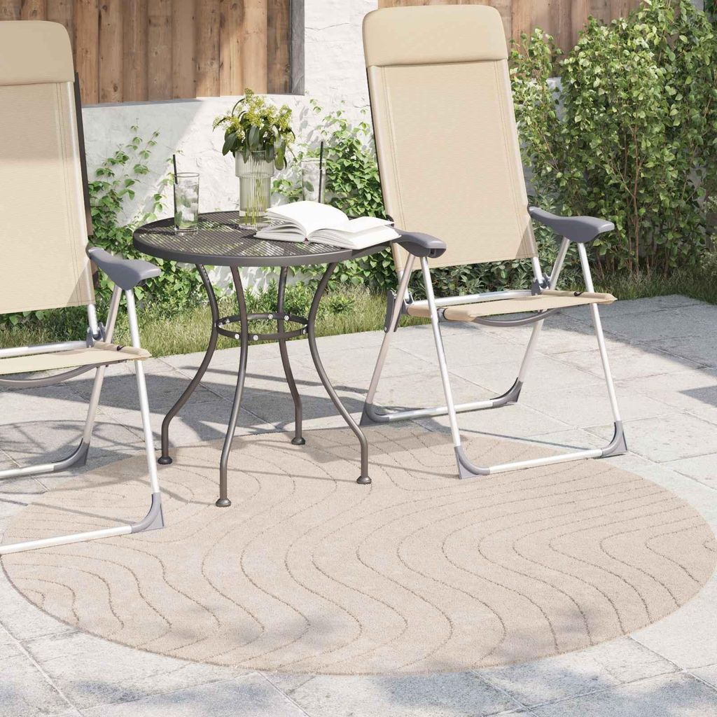 (Robust Möbel)Bereichsteppiche - HOMMIE - modernes Design Wohnzimmerteppich - Rund PALMERAS Beige Ø 160cm Polyester - Designerteppiche NeuMöbel3...