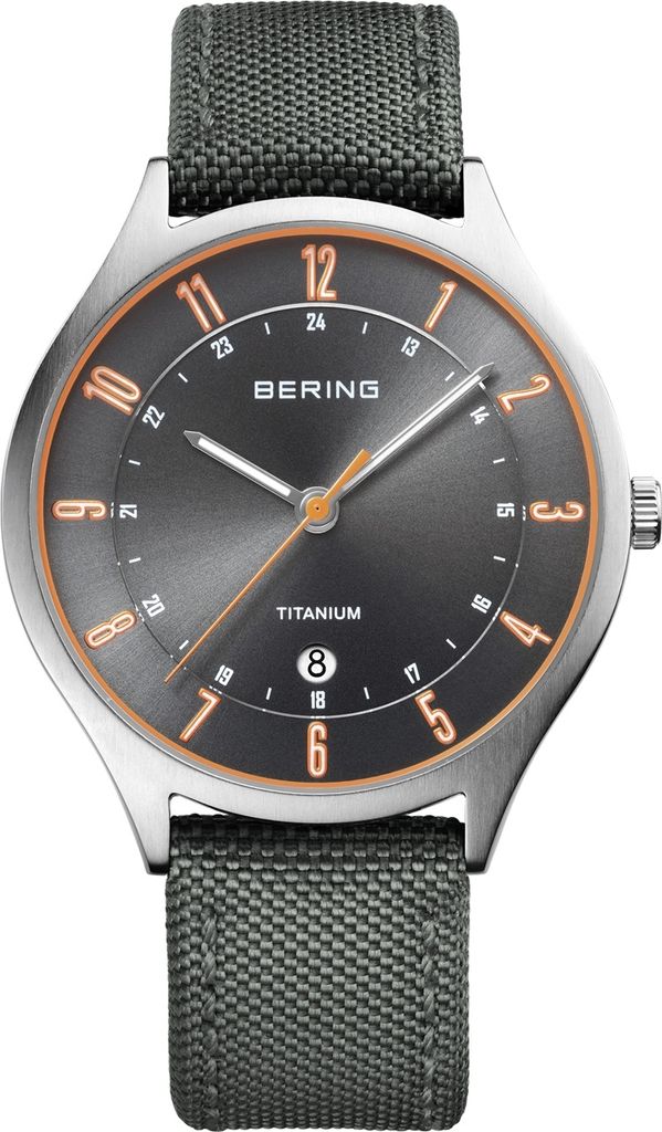 Bering Herren Uhr Armbanduhr Titan Ultra Slim - 11739-879 Textil
