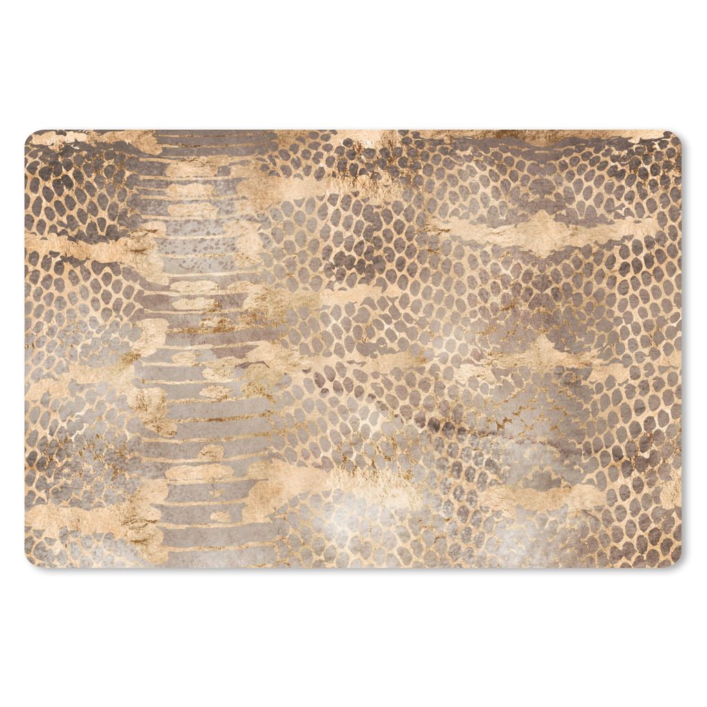 MuchoWow Schreibtischunterlage Tiermuster - Gold - Schlange 60x40 cm - XXL Mauspad - Großes Mauspad