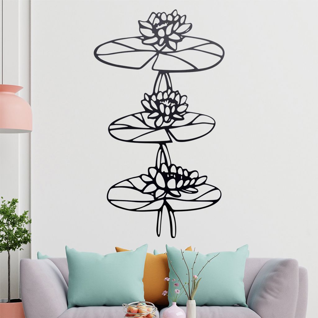 Seerose - Pflanzen Wandtattoo in 6 Größen - Wandaufkleber Wall Sticker - Dekoration, Küche, Wohnzimmer, Schlafzimmer, Badezimmer